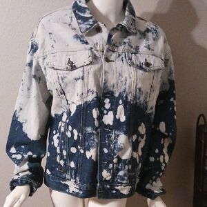 Forever 21 Blue and White Splatter Jean Jacket